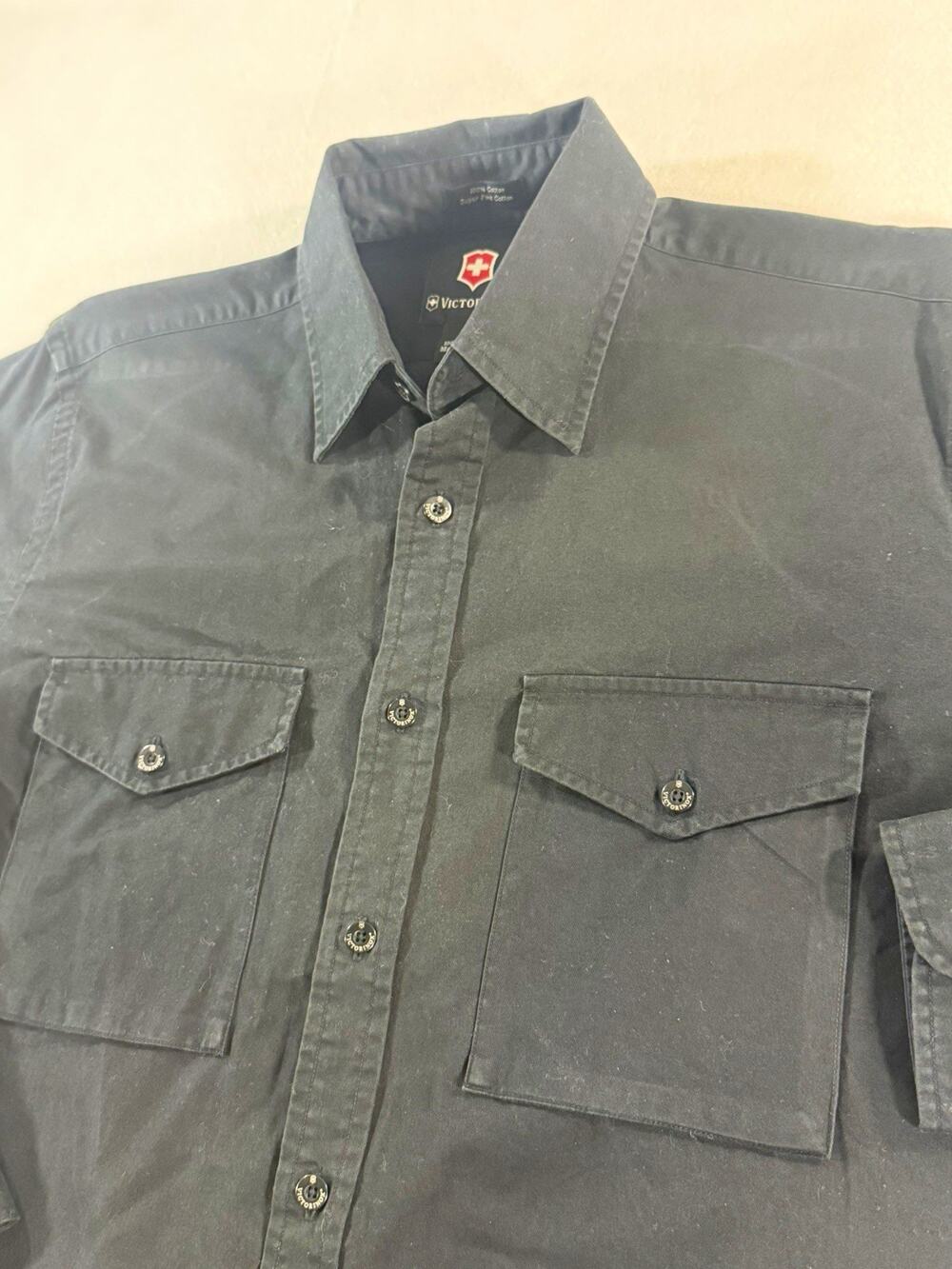 Victorinox Men’s M Black Cotton Button Down Shirt